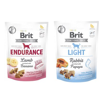 Przysmak dla psa BRIT CARE Dog Functional Snack Endurance Lamb 150 g + Przysmak dla psa BRIT CARE Functional Snack Light Rabbit 150 g