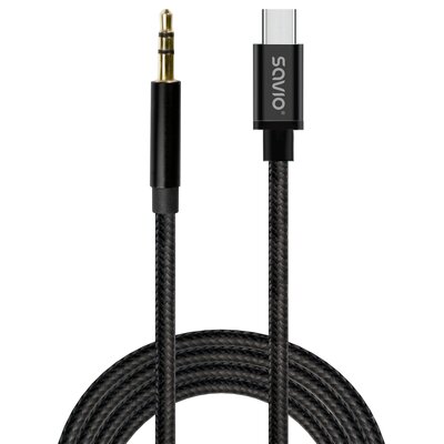 Kabel USB-C - Jack 3.5 mm SAVIO CL-187 1m Czarny