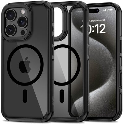 Etui TECH-PROTECT AirHybrid Magsafe do Apple iPhone 16 Pro Przezroczysto-czarny