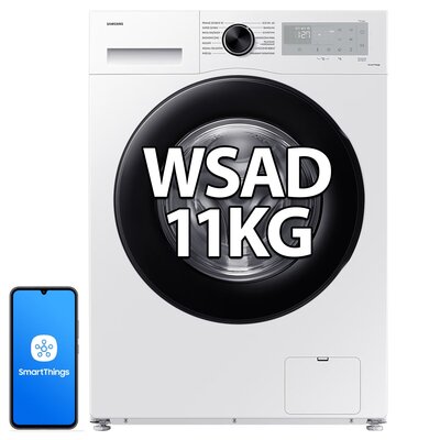Pralka SAMSUNG WW11DG5B25AHEO AI EcoBubble 11kg 1400 obr + Suszarka SAMSUNG DV5000D DV90DG52A0AH z pompą ciepła Optimal Dry + Łącznik SAMSUNG SKK-5EW