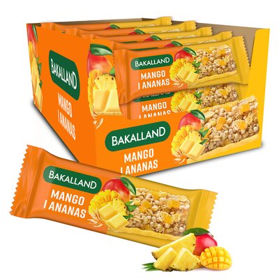 Baton zbożowy BAKALLAND Mango Ananas (25 x 40 g)