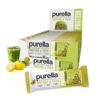 Baton proteinowy PURELLA Superfoods Chrupiąca matcha-yuzu (15 x 45 g)