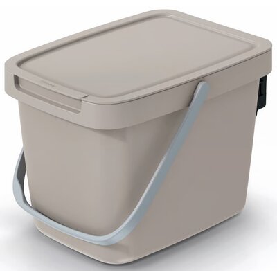 Kosz na śmieci do segregacji KEDEN Systema Q Collect otwierana pokrywa, wygodny uchwyt 6L Beżowy