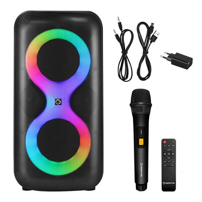 Power Audio MANTA SPK0401 B100, 100W, Bluetooth, Bateria 10 godzin, Bezprzewodowy mikrofon w zestawie, Tryb X-BASS