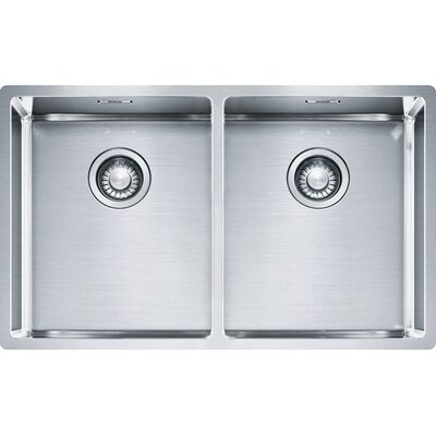 Zlewozmywak dwukomorowy FRANKE Box BXX 220/120 34-34 127.0370.188 Stal szczotkowana 74x45