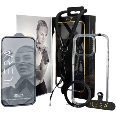 Etui ILERA Go Ice Case do Apple iPhone 16 Pro Przezroczysty + szkło ochronne + pasek