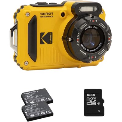 Aparat KODAK WPZ2 Żółty + 2 baterie + karta pamięci 16GB, 16.3Mpix, 4x zoom optyczny