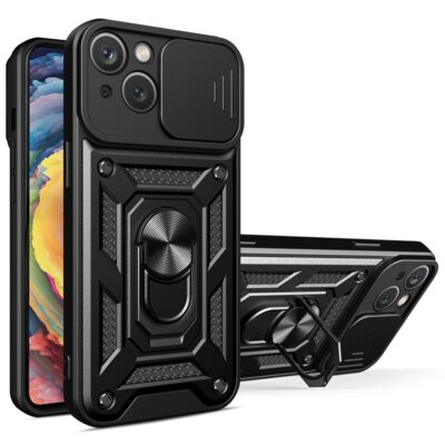 Etui HURTEL Hybrid Armor Camshield do Apple iPhone 15 Plus Czarny
