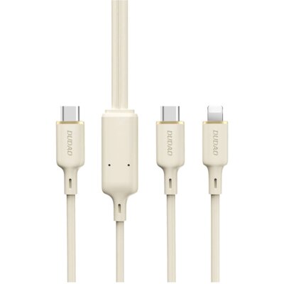 Kabel USB-C - USB-C/Lightning DUDAO 2w1 L7SF 100W 1.2 m Beżowy