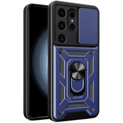 Etui HURTEL Hybrid Armor Camshield do Samsung Galaxy S24 Ultra Niebieski