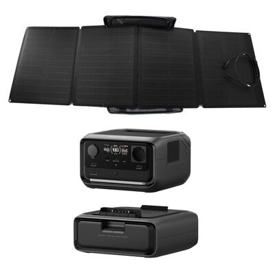 Panel fotowoltaiczny ECOFLOW 1ECO1000-04 160W + Stacja zasilania ECOFLOW River 3 Plus 286 Wh + Bateria ECOFLOW 286Wh do River 3 Plus Smart