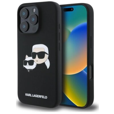 Etui KARL LAGERFELD Silicone Double Heads Print MagSafe do Apple iPhone 16 Pro Max Czarny