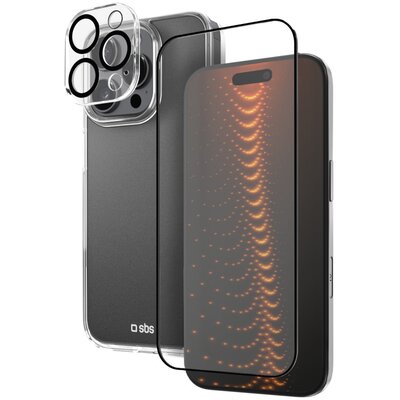 Etui SBS D3O 3w1 do Apple iPhone 16 Pro Max Przezroczysty + Szkło hartowane + Nakładka na obiektyw