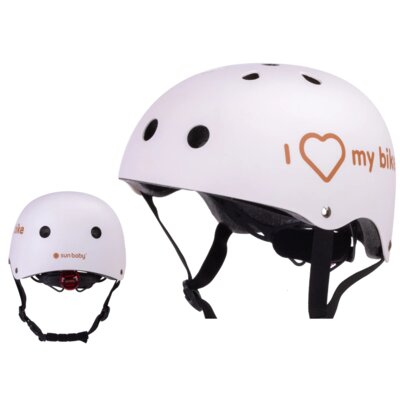 Kask SUN BABY I Love My Bike Biały dla Dzieci z lampką (rozmiar M)