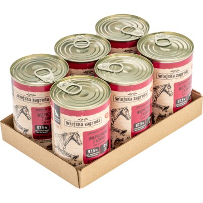 Karma dla psa WIEJSKA ZAGRODA Wieprzowina z koniną 6 x 400 g