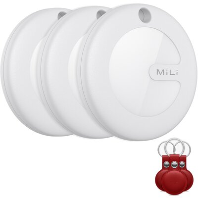 Lokalizator MILI MiTag Biały (3 szt.) + Etui Czerwony (3 szt.)