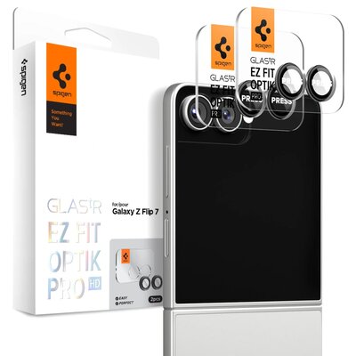 Nakładka na obiektyw SPIGEN Optik Pro HD Glas.Tr Ez Fit do Samsung Galaxy Z Flip 7 Czarny (2 szt.)