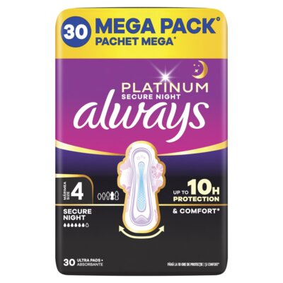 Podpaski ALWAYS Platinum Secure Night Rozmiar 4 (30 sztuk)