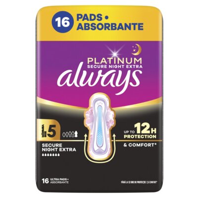 Podpaski ALWAYS Platinum Secure Night Extra Rozmiar 5 (16 sztuk)