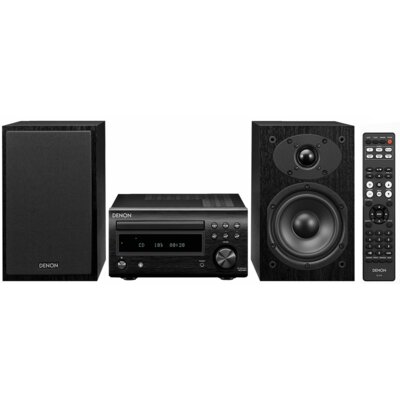 Wieża DENON D-M41 Czarna, Odtw.CD/-R/-RW/MP3, BT, Funkcja optymalizacji głośników, Regulacja niskich i wysokich tonów