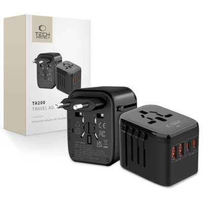 Adapter podróżny TECH-PROTECT TA200 (EU/UK/US/AU) Czarny