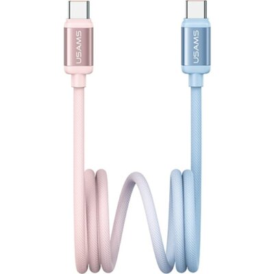 Kabel USB-C - USB-C USAMS Bicolor Series SJ756 PD 60W 1.2 m Niebiesko-różowy