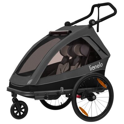Przyczepka rowerowa LIONELO Cama 64kg Pasy Szaro-grafitowy