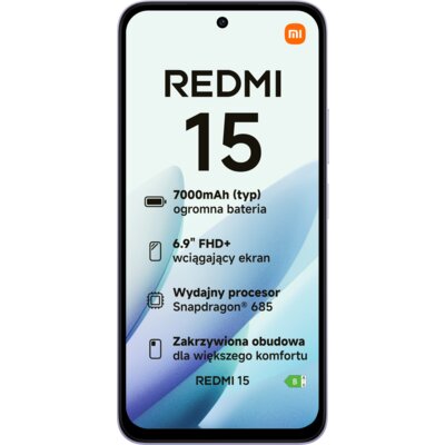 Smartfon XIAOMI Redmi 15 6/128GB 6.9" 144Hz Fioletowy