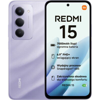 Smartfon XIAOMI Redmi 15 8/256GB 6.9" 144Hz Fioletowy