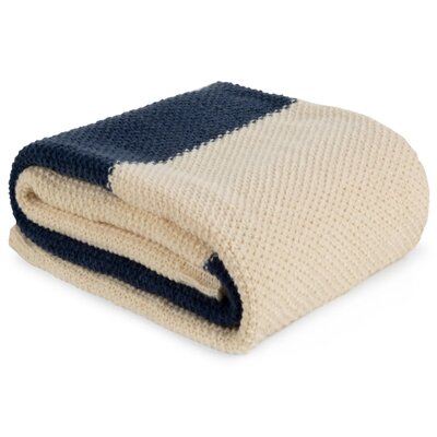 Koc EUROFIRANY Pled 4 130 x 170 cm Beżowo-granatowy