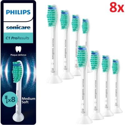 Oryginalna końcówka szczoteczki PHILIPS Sonicare ProResults C1 HX6018/87 Średnio miękkie włókna (8 szt.) (Usuwanie płytki bakteryjnej)