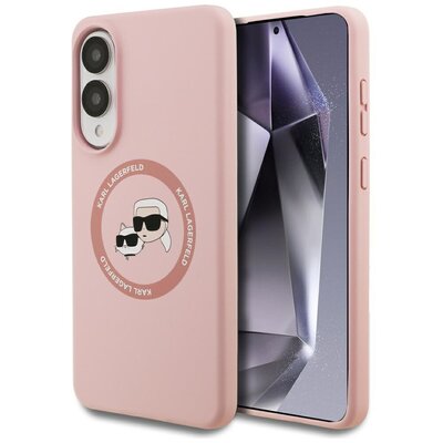 Etui KARL LAGERFELD Silicone Double Heads And Circle MagSafe do Samsung Galaxy S25 Edge Różowy