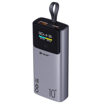 Powerbank TRACER Comet 10000 mAh Screen QC3.0 22.5W + PD 20W Szary