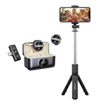 Mikrofon HAWK HW-MIC201 + Uchwyt selfie XLINE BSF306K Bluetooth Czarny