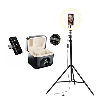 Mikrofon HAWK HW-MIC101 + Lampa pierścieniowa XLINE SF600 selfie ze statywem 210 cm