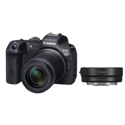 Aparat CANON EOS R7 Czarny + Obiektyw RF-S 18-150 mm F3.5-6.3 IS STM + Adapter EF-EOS R