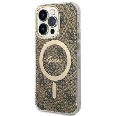 Etui GUESS IML 4G MagSafe do Apple iPhone 15 Pro Brązowy