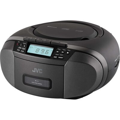 Radioodtwarzacz/Bombox JVC RC-E444B Czarny, Odtw. CD, CD-R, CD-RW, Kaset, Bluetooth, Tuner FM, Alarm, Zasilanie Bateryjno-Sieciowe