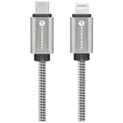 Kabel USB-C - Lightning FORCELL F-Energy C238 27W 1 m Srebrny