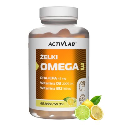 Kompleks witamin ACTIVLAB Kwasy Omega-3 + D3 + B12 Limonkowo-cytrynowy (60 żelek)