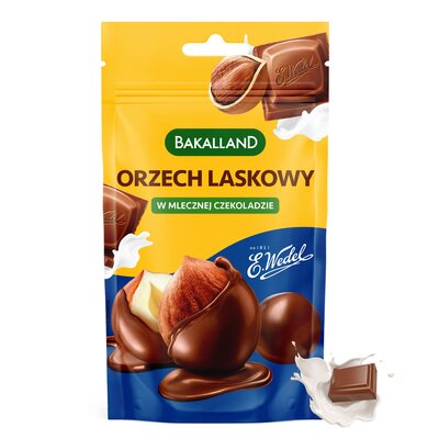 Orzechy laskowe w mlecznej czekoladzie BAKALLAND (72 g)