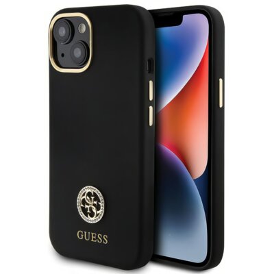 Etui GUESS Silicone Logo Strass 4G do Apple iPhone 15/14/13 Czarny
