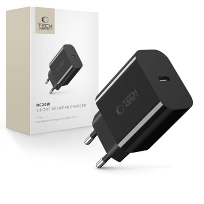Ładowarka sieciowa TECH-PROTECT NC20W PD 20W Czarny ładowarka do telefonu USB-C