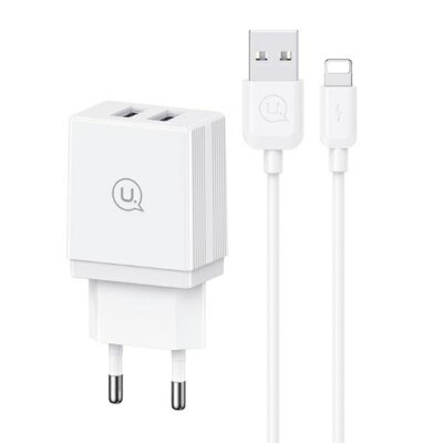 Ładowarka sieciowa USAMS T24 18W Biały ładowarka do telefonu USB + kabel
