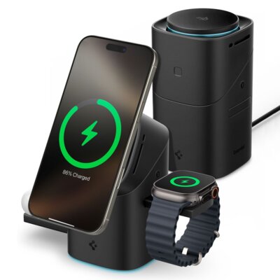 Ładowarka indukcyjna SPIGEN Essential EF223MS 3w1 QI2 Rotary MagSafe Czarny