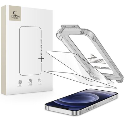 Szkło hartowane TECH-PROTECT Quick Set+ do Apple iPhone 12/12 Pro Czarny (2 szt.)