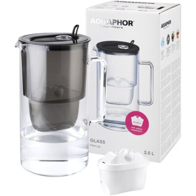 Dzbanek filtrujący AQUAPHOR Glass Czarny + Wkład Maxfor+ Mg