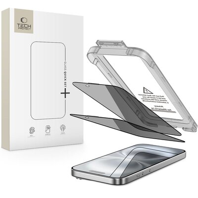 Szkło prywatyzujące TECH-PROTECT Quick Set Spy+ do Apple iPhone 15/16 (2 szt.)