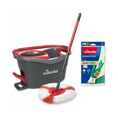 Mop obrotowy VILEDA Turbo + Rękawiczki nitrylowe VILEDA Dermo Plus (rozmiar L)