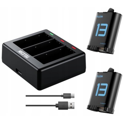 Akumulator TELESIN S0-ECB-07-TGP do GoPro Hero 13 Black (2 szt.) + ładowarka + kabel USB